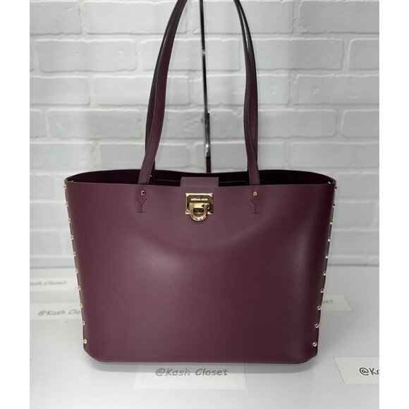 Michael Kors tote bag manhattan large leather purse bordeaux - Picture 1 of 9